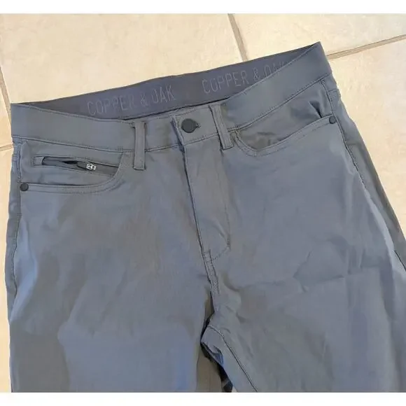 Copper & Oak Men’s Grey Performance Tech Pants 32x30 Casual Basic Everyday Pant - Picture 2 of 5